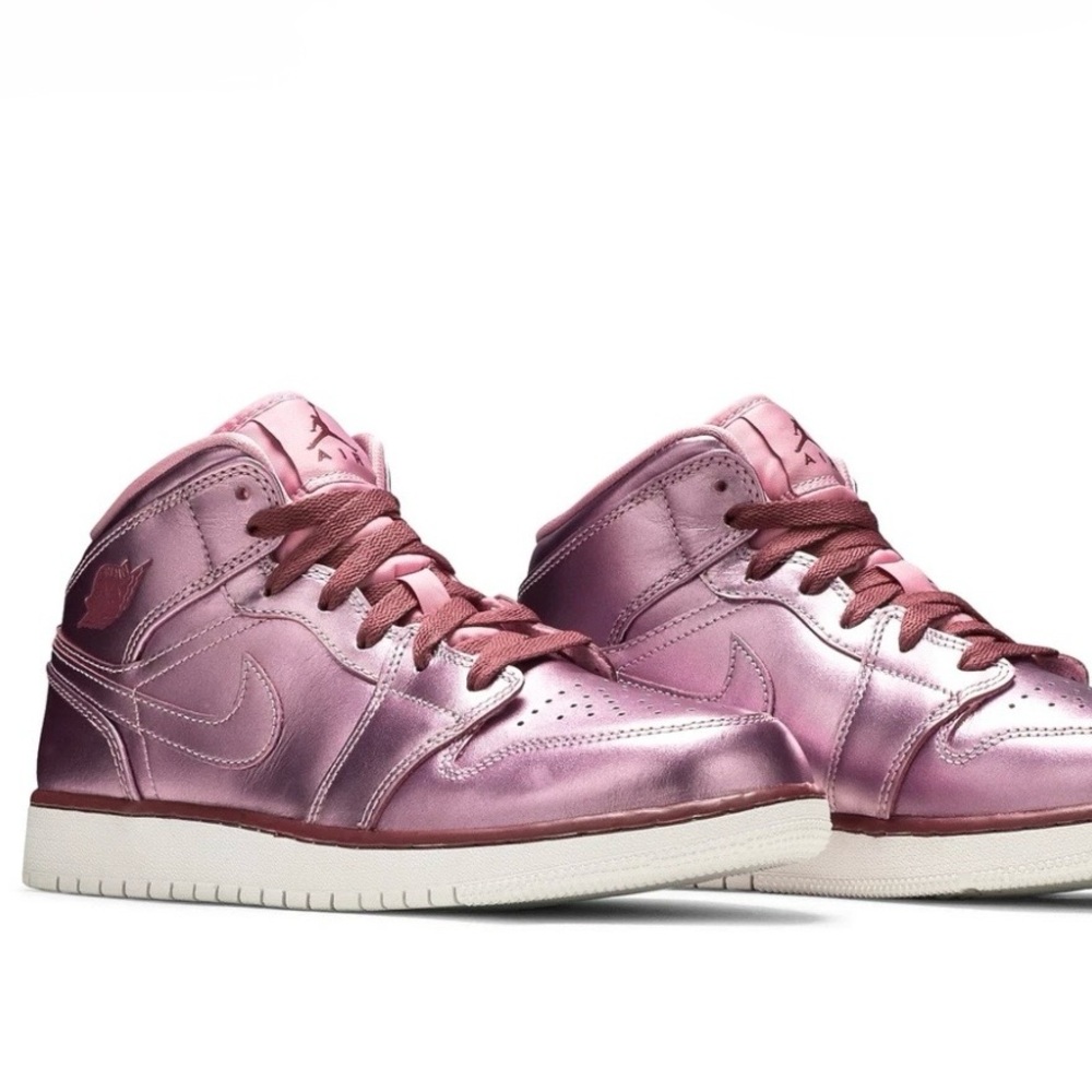 Nike Air Jordon 1 Mid SE GS Pink Rose Sneakers (7)